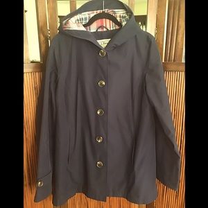 LL Bean Plaid-Lined Hooded Raincoat